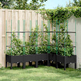 vidaXL Plantenbak met latwerk 40x40x142,5 cm polypropeen blauwgrijs