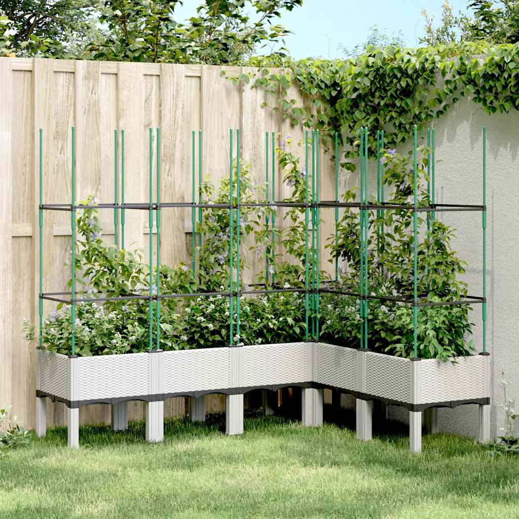 vidaXL Plantenbak met latwerk 40x40x142,5 cm polypropeen blauwgrijs