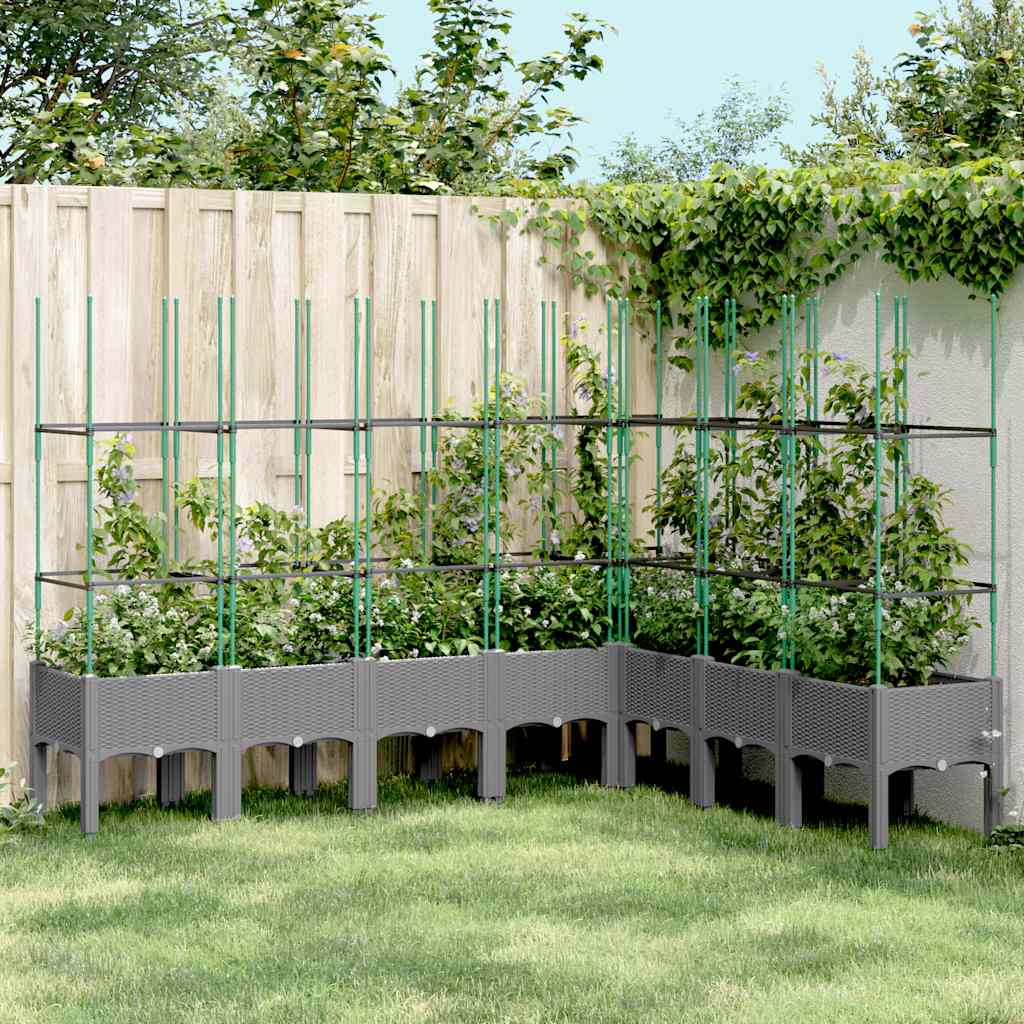 vidaXL Plantenbak met latwerk 40x40x142,5 cm polypropeen blauwgrijs