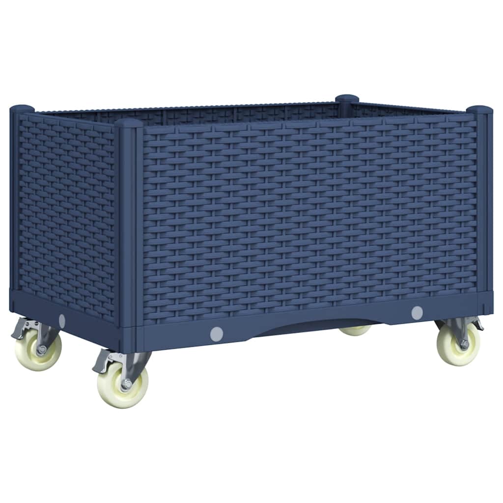 vidaXL Plantenbak met wielen 80x50x54 cm polypropeen blauwgrijs