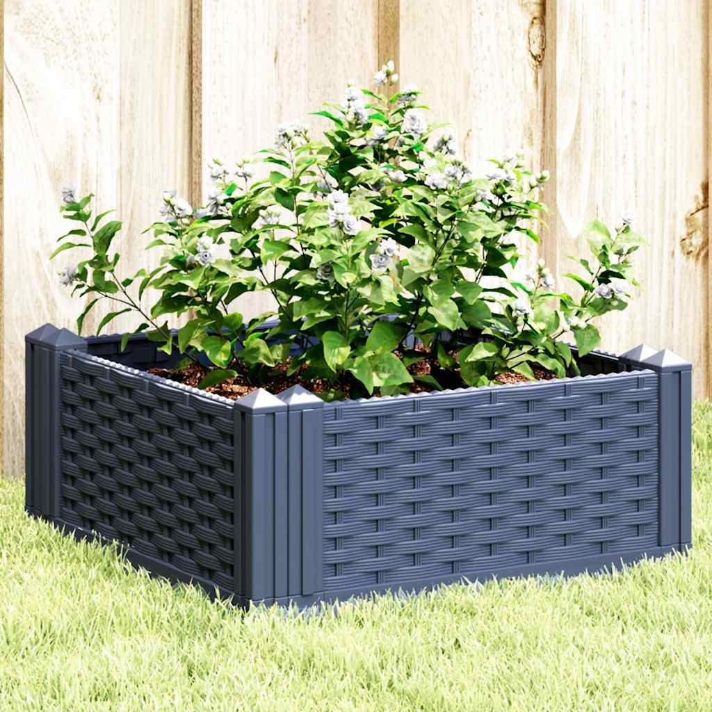 vidaXL Plantenbak met pinnen 42,5x42,5x28,5 cm polypropeen zwart