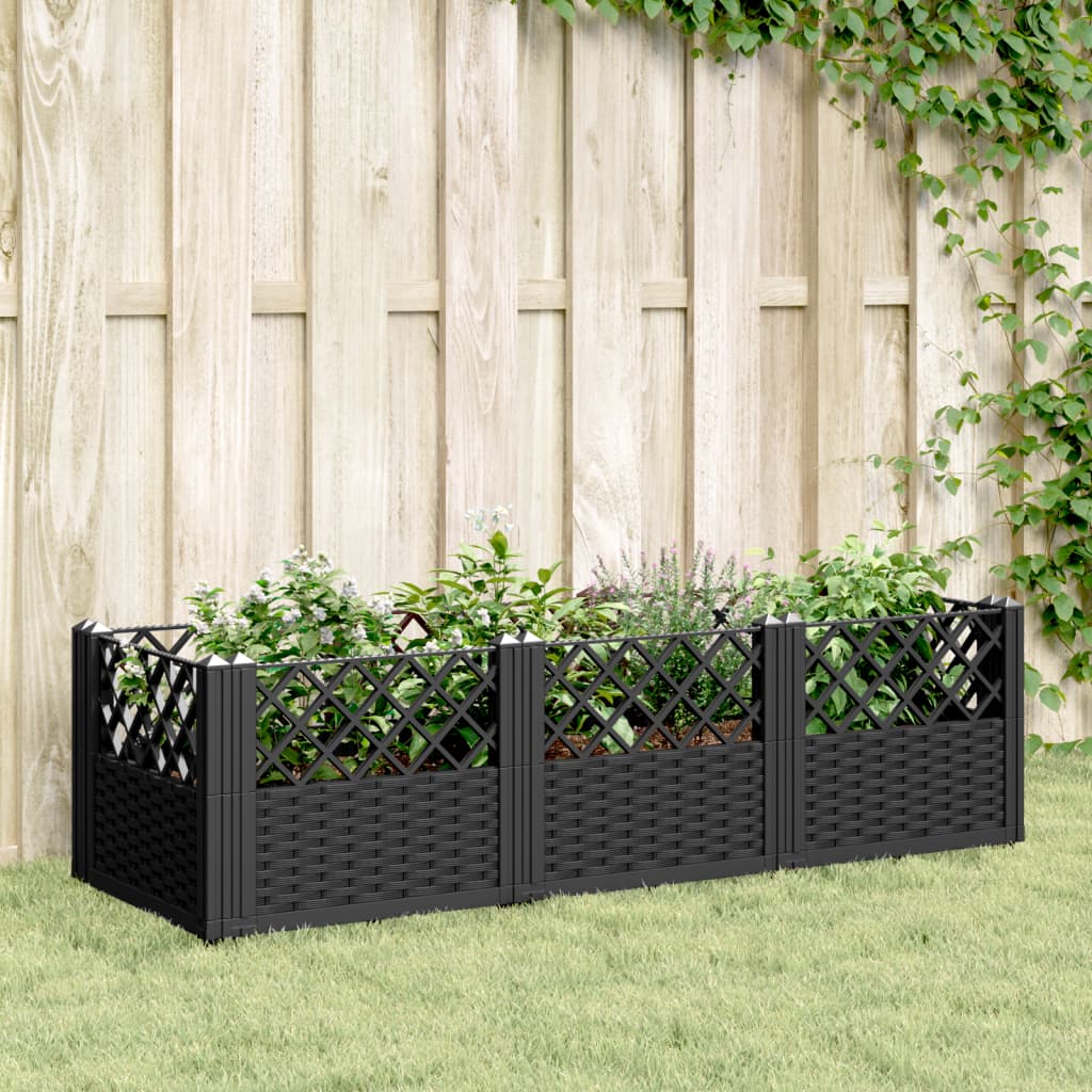 vidaXL Plantenbak met pinnen 42,5x42,5x28,5 cm polypropeen zwart