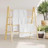 vidaXL Dubbele handdoekenladder met 5 tredes 50x160 cm bamboe