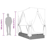 vidaXL Double Sun Lounger with Roof and Curtain Poly Rattan Black