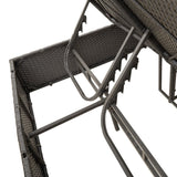 vidaXL Ligbed tweepersoons met dak en gordijn poly rattan grijs