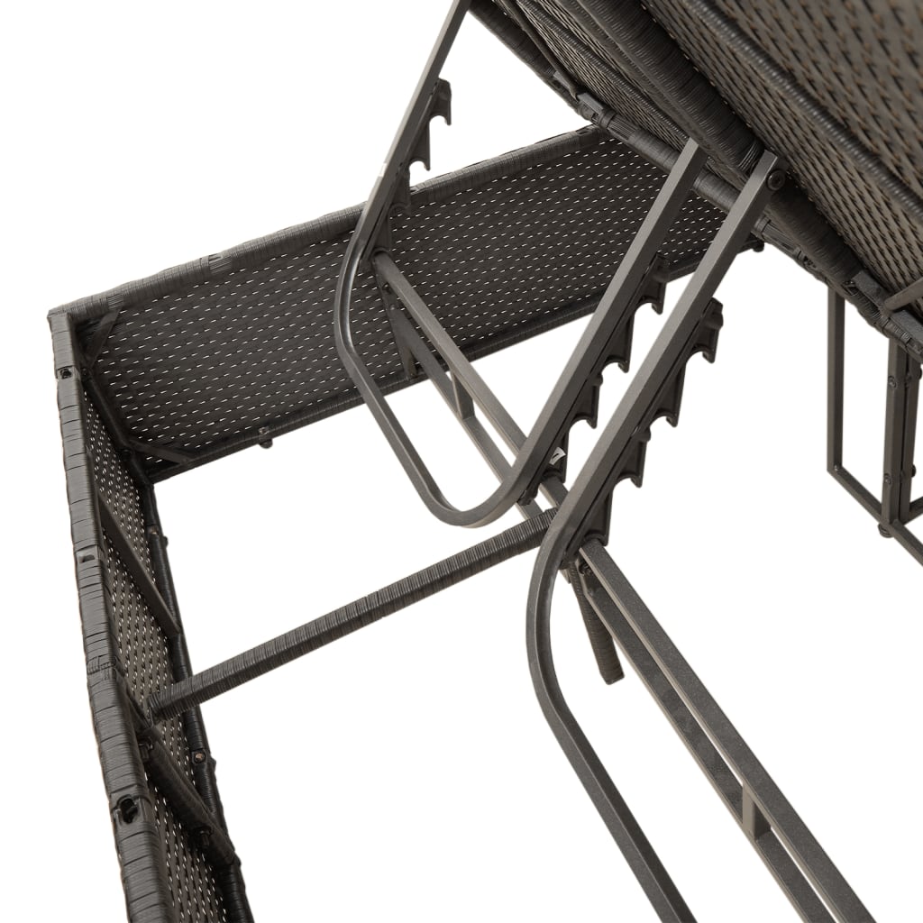 vidaXL Ligbed 2-persoons met kussens en parasol poly rattan zwart