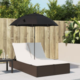 vidaXL Ligbed 2-persoons met kussens en parasol poly rattan zwart