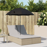 vidaXL Ligbed 2-persoons met kussens en parasol poly rattan zwart