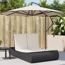 vidaXL Ligbed 2-persoons met kussens poly rattan zwart