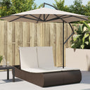 vidaXL Ligbed 2-persoons met kussens poly rattan zwart