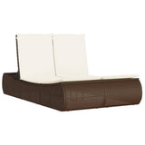 vidaXL Ligbed 2-persoons met kussens poly rattan zwart
