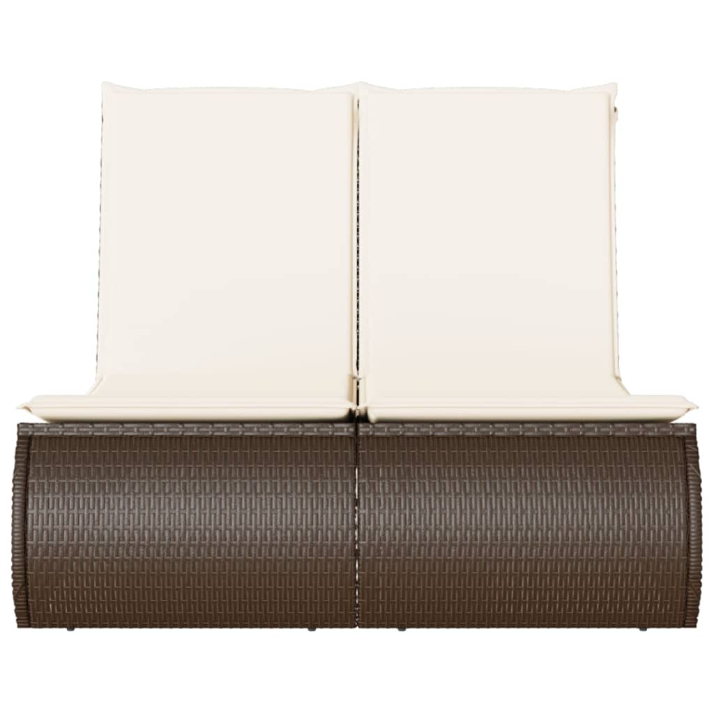 vidaXL Ligbed 2-persoons met kussens poly rattan zwart