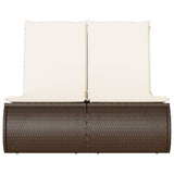 vidaXL Ligbed 2-persoons met kussens poly rattan zwart