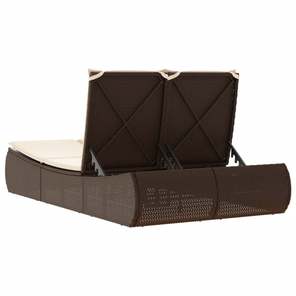 vidaXL Ligbed 2-persoons met kussens poly rattan zwart