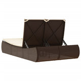vidaXL Ligbed 2-persoons met kussens poly rattan zwart
