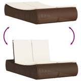 vidaXL Ligbed 2-persoons met kussens poly rattan zwart