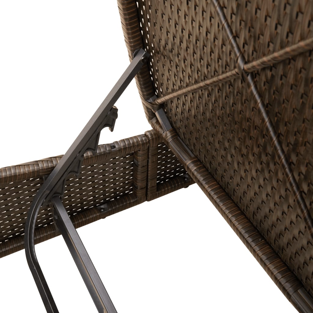 vidaXL Ligbed 2-persoons met kussens poly rattan zwart