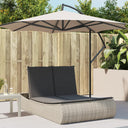 vidaXL Ligbed 2-persoons met kussens poly rattan zwart