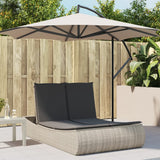 vidaXL Ligbed 2-persoons met kussens poly rattan zwart
