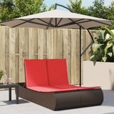 vidaXL Ligbed 2-persoons met kussens poly rattan bruin