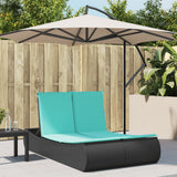 vidaXL Ligbed 2-persoons met kussens poly rattan bruin