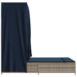 vidaXL Double Daybed with Canopy and Curtains Poly Rattan Grey