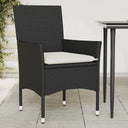 vidaXL Garden Chairs 2 pcs with Cushions Poly Rattan Black