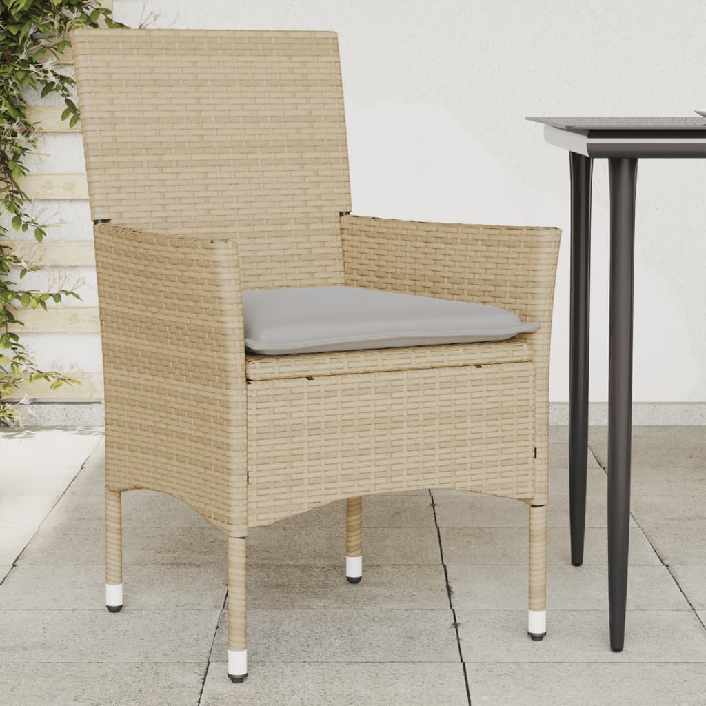 vidaXL Garden Chairs 2 pcs with Cushions Poly Rattan Black