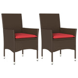 vidaXL Tuinstoelen 2 st met kussens poly rattan bruin
