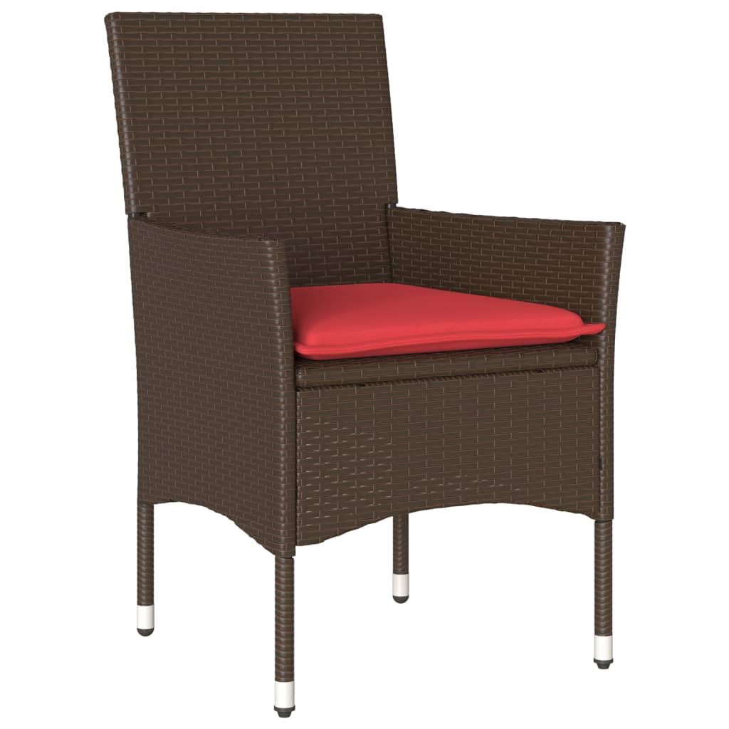 vidaXL Tuinstoelen 2 st met kussens poly rattan bruin