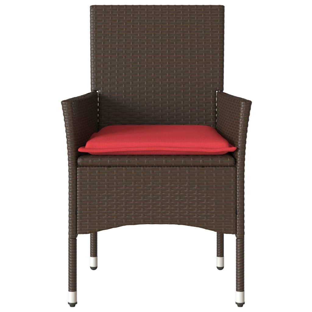 vidaXL Tuinstoelen 2 st met kussens poly rattan bruin