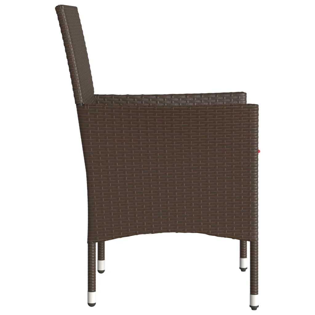 vidaXL Tuinstoelen 2 st met kussens poly rattan bruin