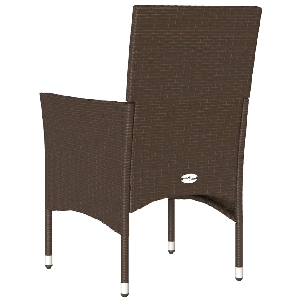 vidaXL Tuinstoelen 2 st met kussens poly rattan bruin