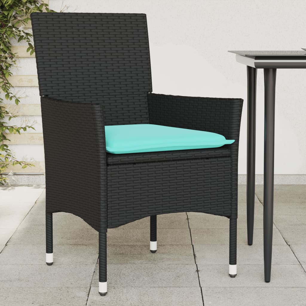 vidaXL Tuinstoelen 2 st met kussens poly rattan bruin