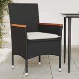 vidaXL Garden Chairs 2 pcs with Cushions Poly Rattan Black