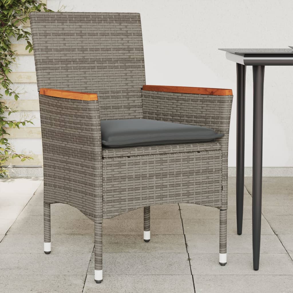 vidaXL Garden Chairs 2 pcs with Cushions Poly Rattan Black
