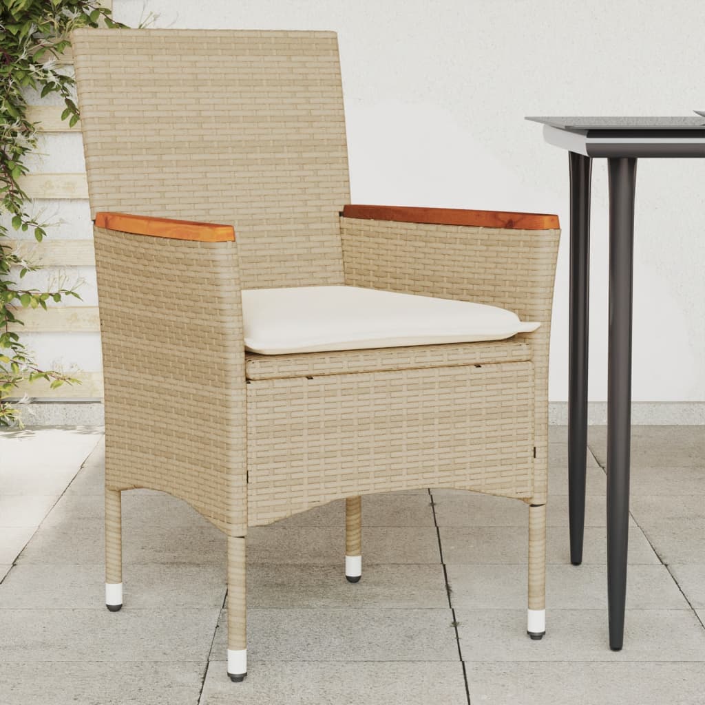 vidaXL Garden Chairs 2 pcs with Cushions Poly Rattan Black