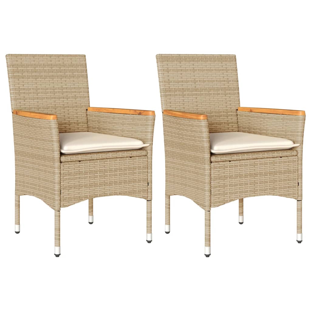 vidaXL Garden Chairs 2 pcs with Cushions Poly Rattan Black
