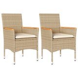 vidaXL Garden Chairs 2 pcs with Cushions Poly Rattan Black