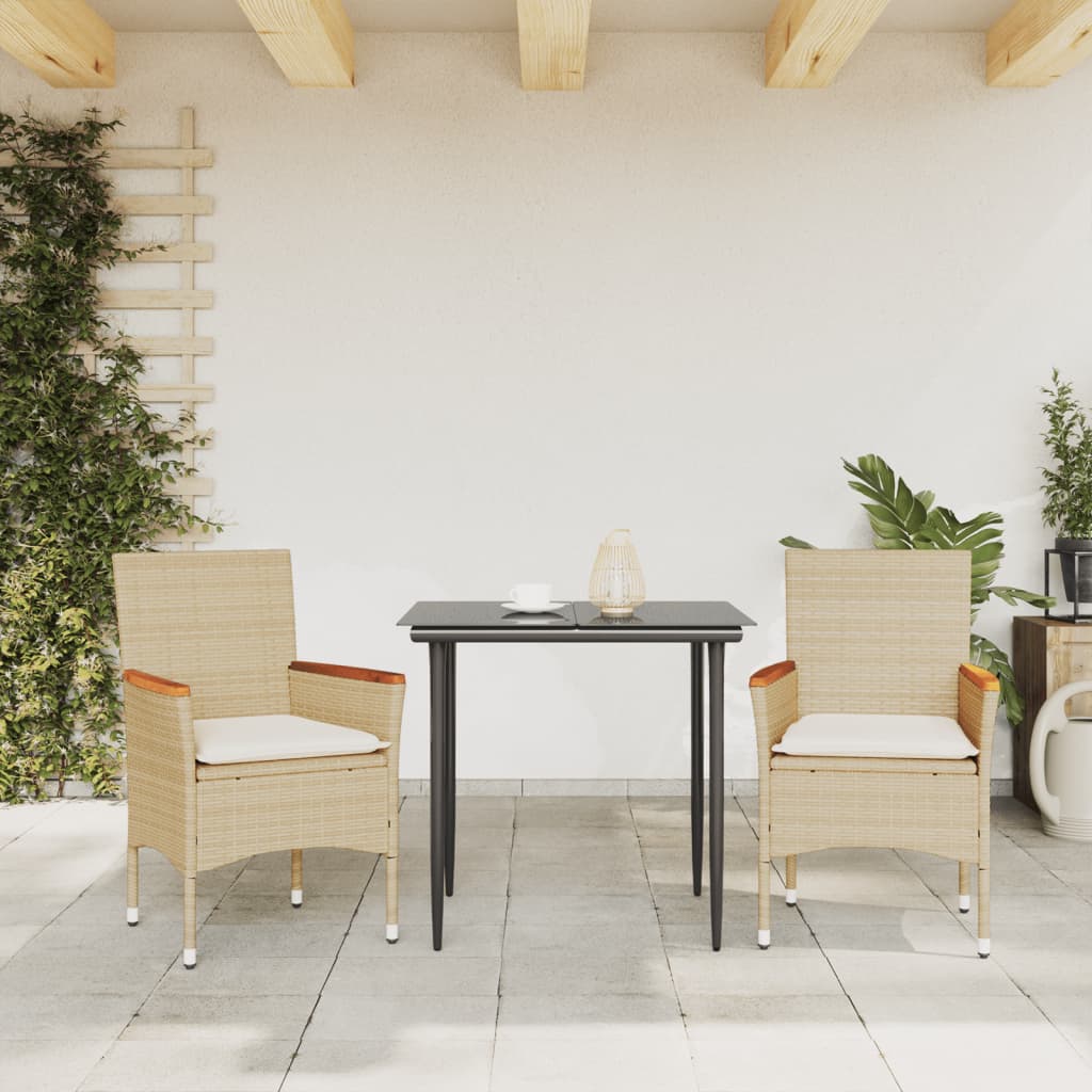vidaXL Garden Chairs 2 pcs with Cushions Poly Rattan Black