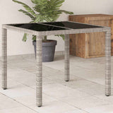 vidaXL Garden Dining Table with Glass Top 90x90x75 cm Poly Rattan