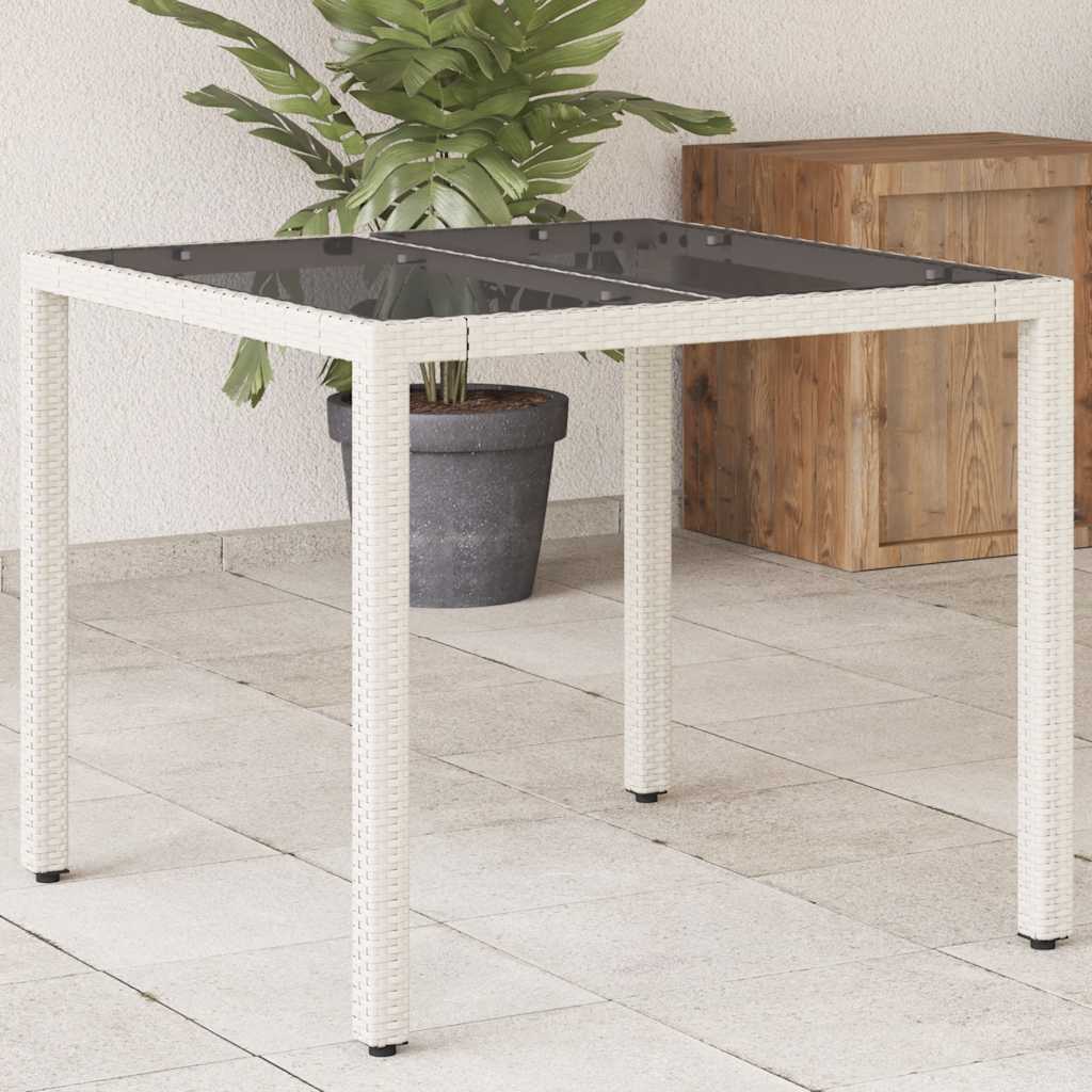 vidaXL Garden Dining Table with Glass Top 90x90x75 cm Poly Rattan