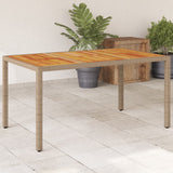 vidaXL Tuintafel 190x90x75 cm acaciahout en poly rattan zwart