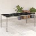 vidaXL Tuintafel met glazen blad 190x90x75 cm poly rattan zwart
