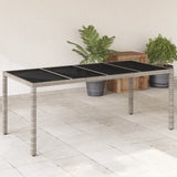 vidaXL Tuintafel met glazen blad 190x90x75 cm poly rattan zwart