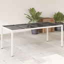 vidaXL Tuintafel met glazen blad 190x90x75 cm poly rattan zwart