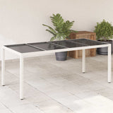 vidaXL Tuintafel met glazen blad 190x90x75 cm poly rattan zwart