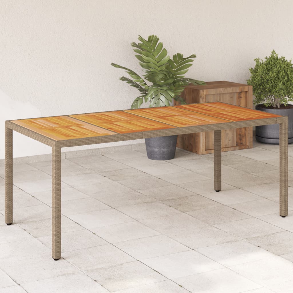vidaXL Tuintafel met acaciahouten blad 190x90x75 cm poly rattan zwart