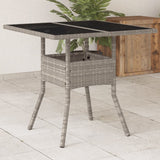 vidaXL Tuintafel met acaciahouten blad 80x80x75 cm poly rattan zwart