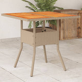 vidaXL Tuintafel met acaciahouten blad 80x80x75 cm poly rattan zwart